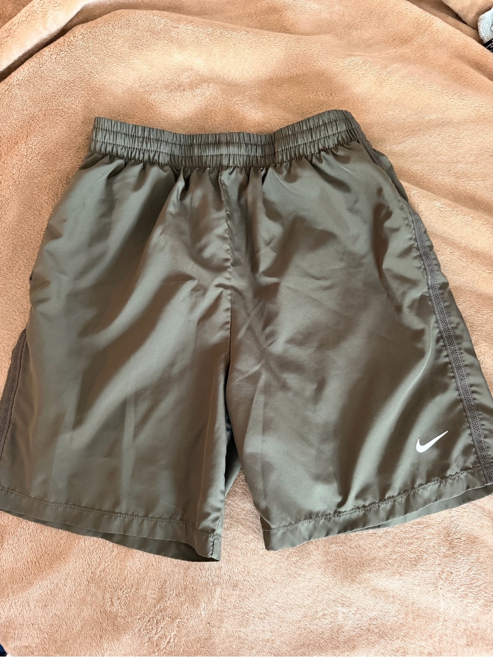 Nike Boys Dri-Fit Olive Green Athletic Shorts